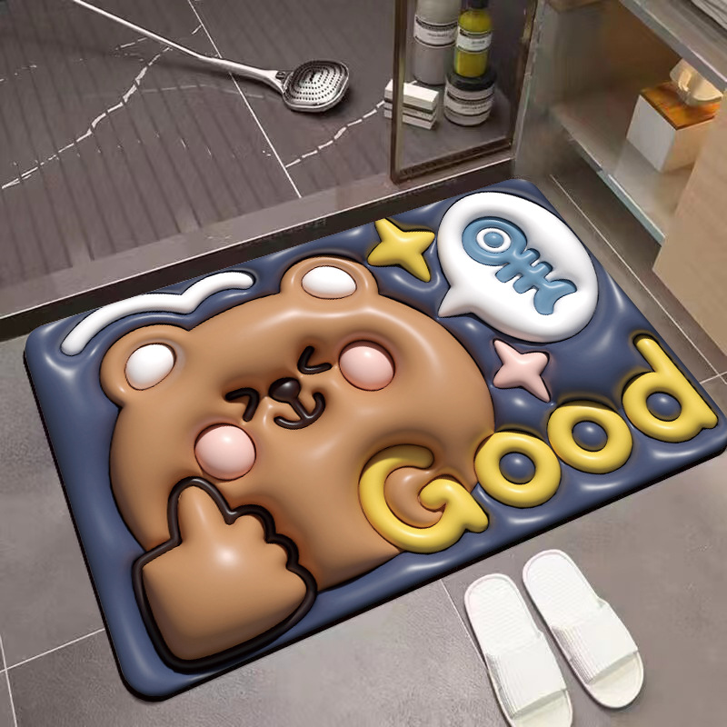 3D Three-Dimensional Expansion Soft Diatom Ooze Quick-Drying Floor Mat Bathroom Door Absorbent Non-Slip Mat Bathroom Kitchen Mat