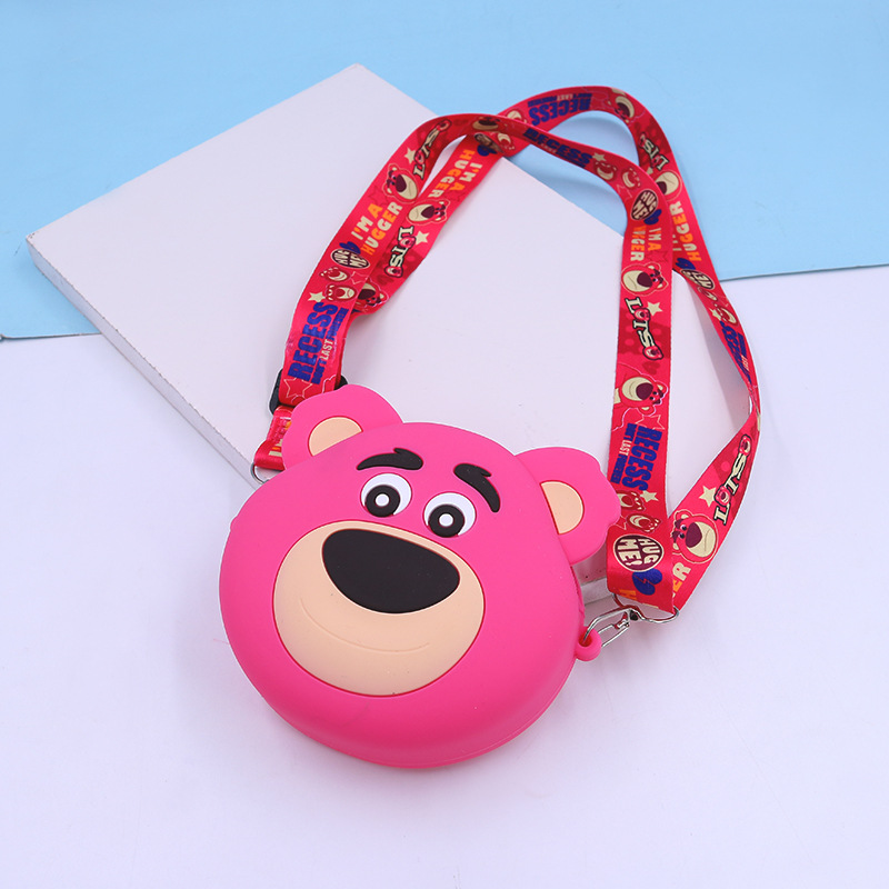 Popular Strawberry Bear Bag Cartoon Children's Silicone Bag Cute Crossbody Shoulder Bag Girls' Coin Purse Western Style