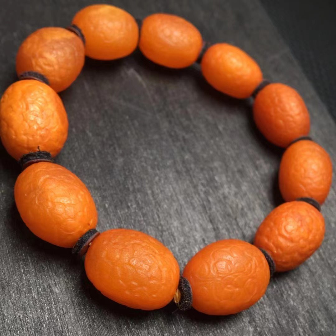 天然琥珀蜜蜡海漂籽手链蜡质浓郁颜色如图多圈手串源创珠宝厂家
