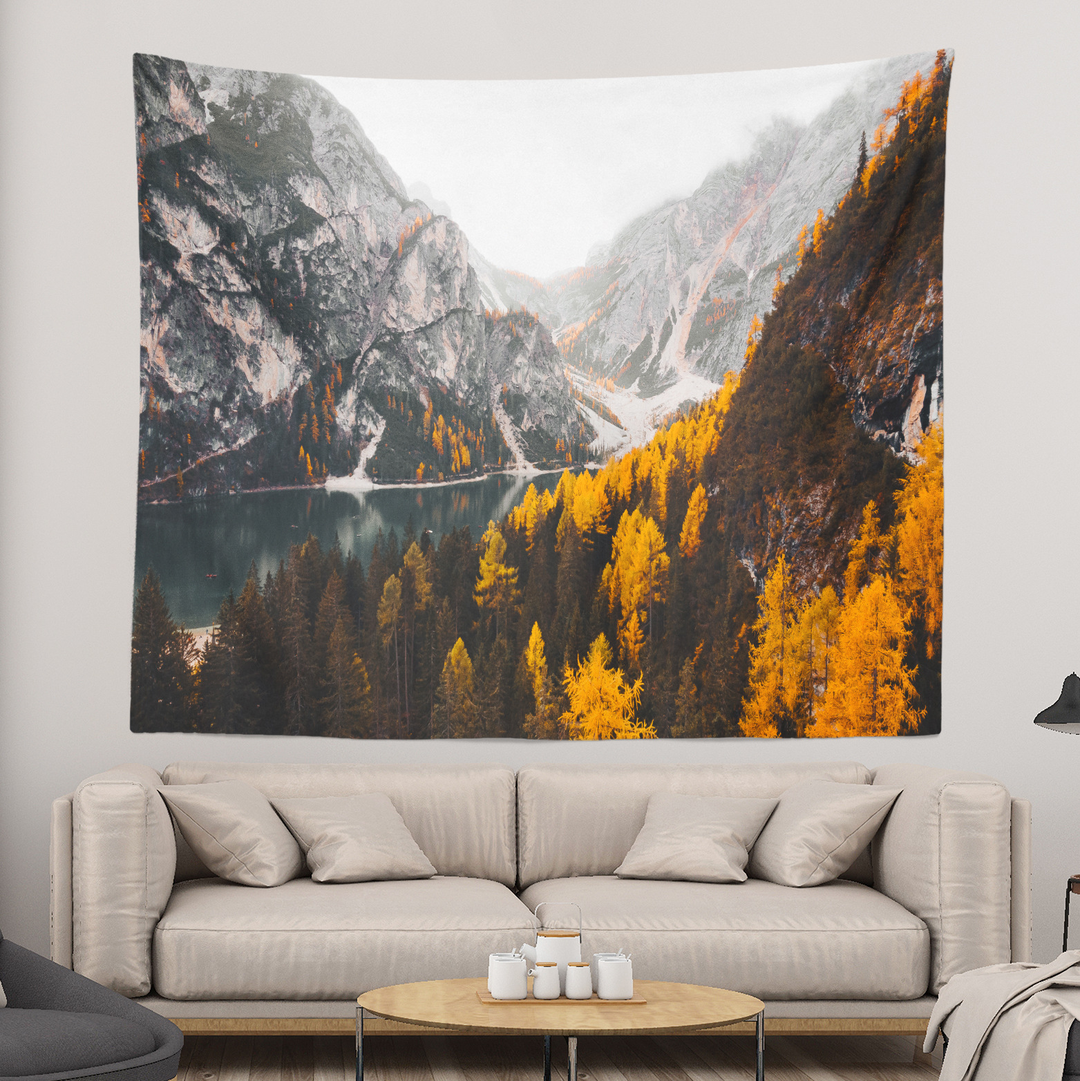 北欧ins山水风景系列挂毯家居背景墙装饰布网红直播挂布壁挂坐毯