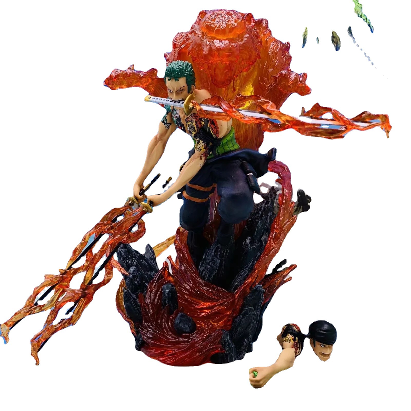 gk狂热行动 罗罗诺亚极虎狩 纹身索隆 场景雕像手办模型-阿里巴巴