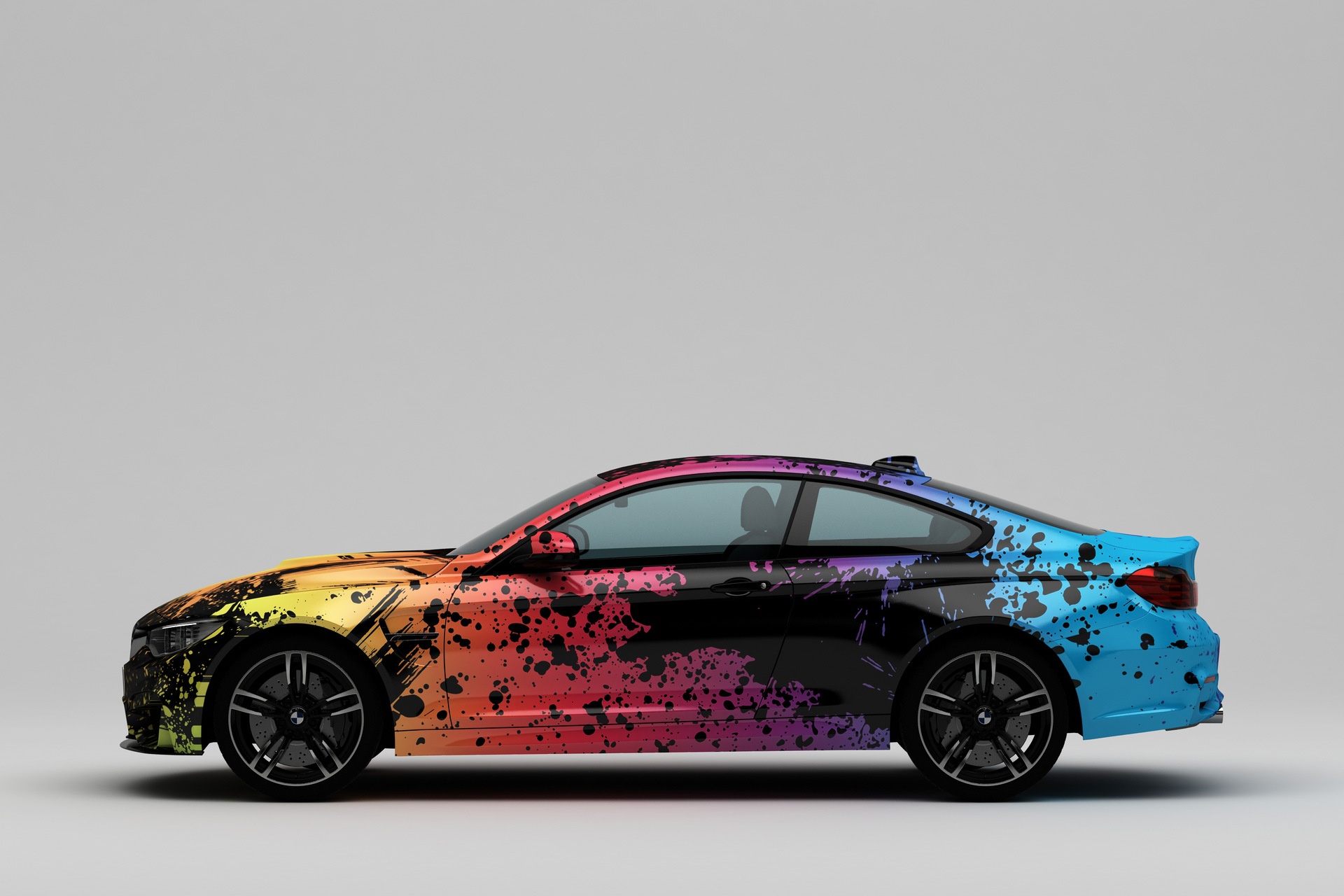 彩绘膜汽车改色膜 汽车涂鸦膜 个性改装车 渐变彩绘 汽车贴膜贴纸