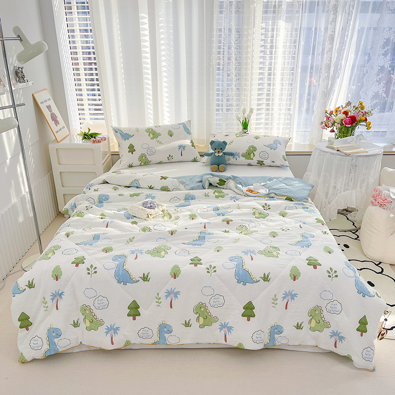 Best-Seller on Douyin Double-Layer Yarn Soybean Fiber Summer Quilt Summer Blanket Summer Thin Duvet Airable Cover Single Quit Gift Quilt