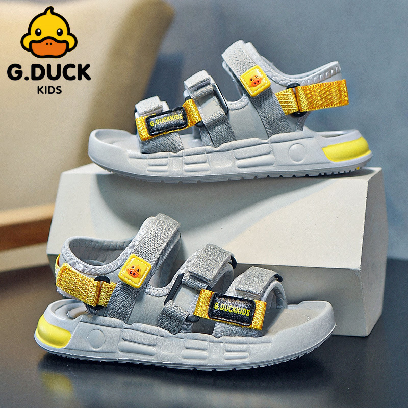 小黄鸭男童凉鞋2024夏季新款露只防滑软底耐磨儿童鞋子沙滩防滑