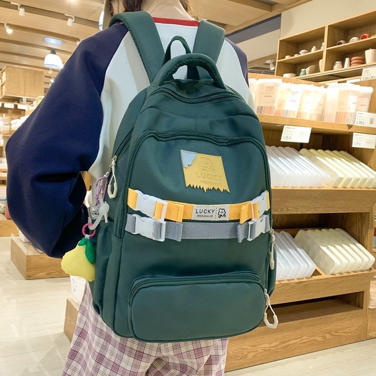 Trendy Cool Casual Fashion Backpack Wholesale Large Capacity Mori Style Solid Color Nylon Backpack Korean Style Middle School and College Schoolbag