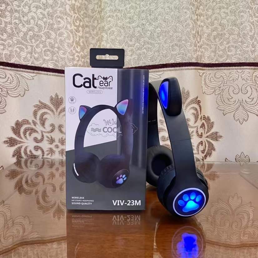 Spot Supply VIV-23M Headset Bluetooth Headset Luminous Cat Ears Foldable Card Wireless Bluetooth