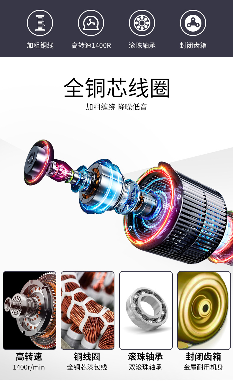 500/650/750工业风扇电机大功率牛角扇马达落地扇壁挂扇通用机头