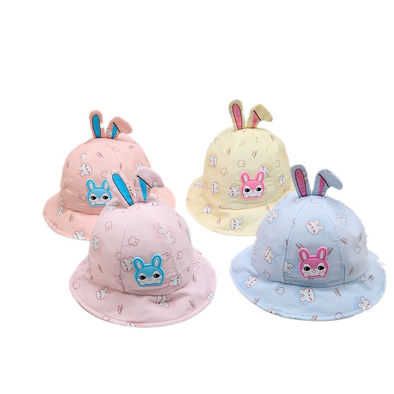 Children's Hat Summer Sun-Proof Beach Hat Baby Sunhat Spring and Autumn Cute Bucket Hat New Cute Rabbit