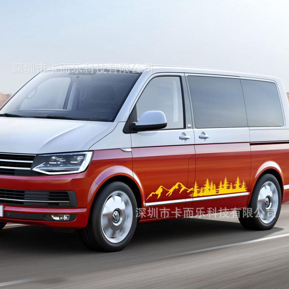 适用multivan侧门贴纸 面包车侧裙装饰贴 车身腰线贴纸 汽车拉花