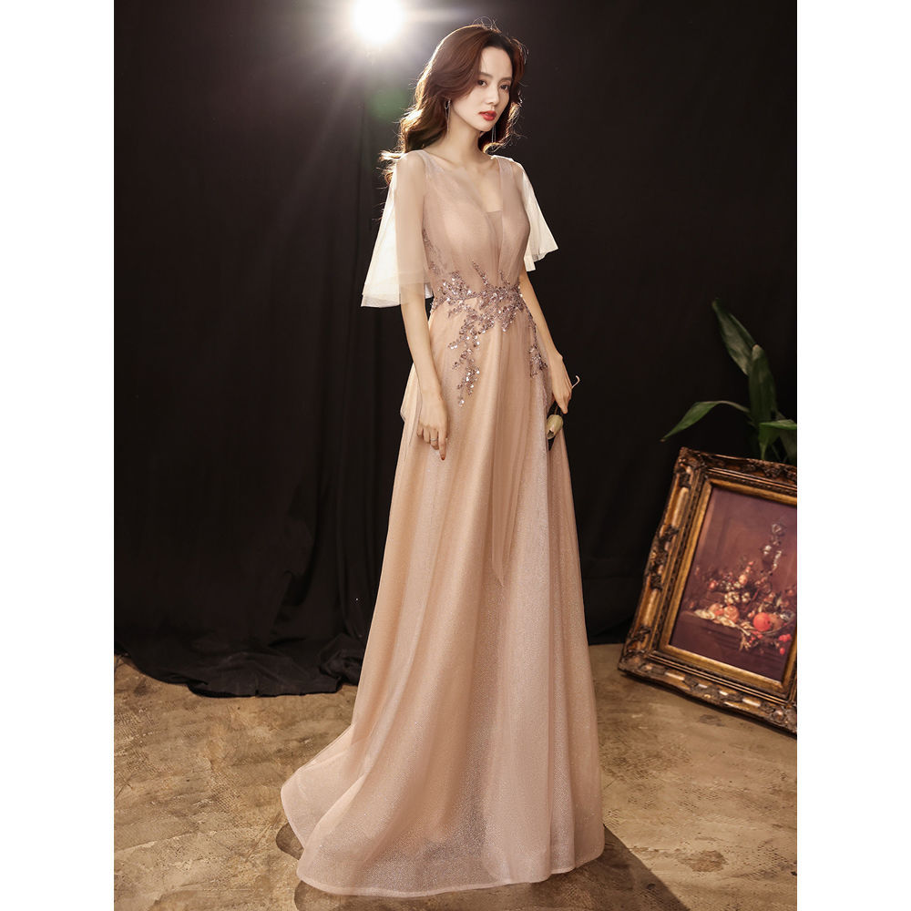 晚礼服长款小个子宴会气质名媛仙气高贵主持人年会裙连衣裙女