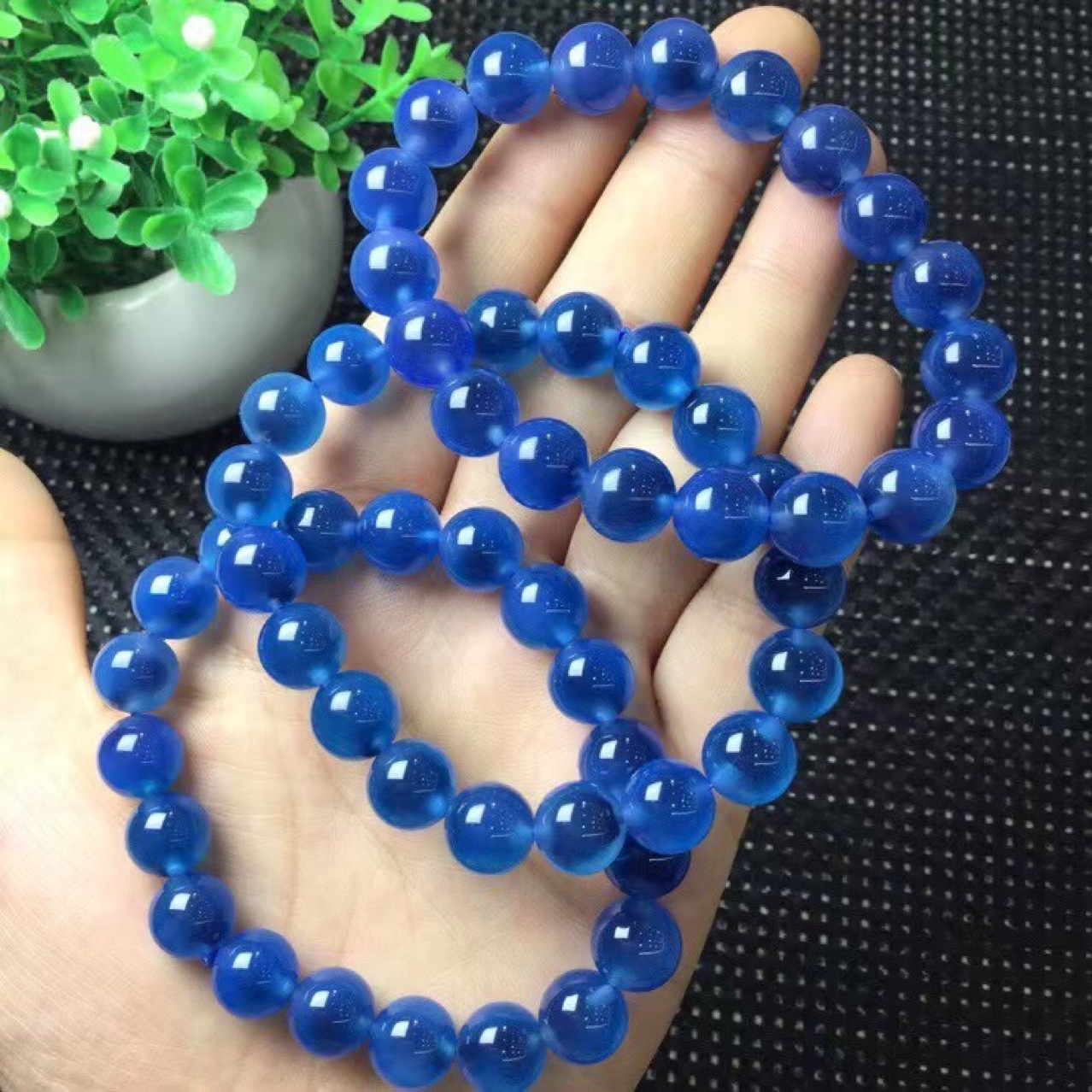 特价蓝色糖心玛瑙单圈手链 手串 8mm 10mm 饰品礼物 蓝心