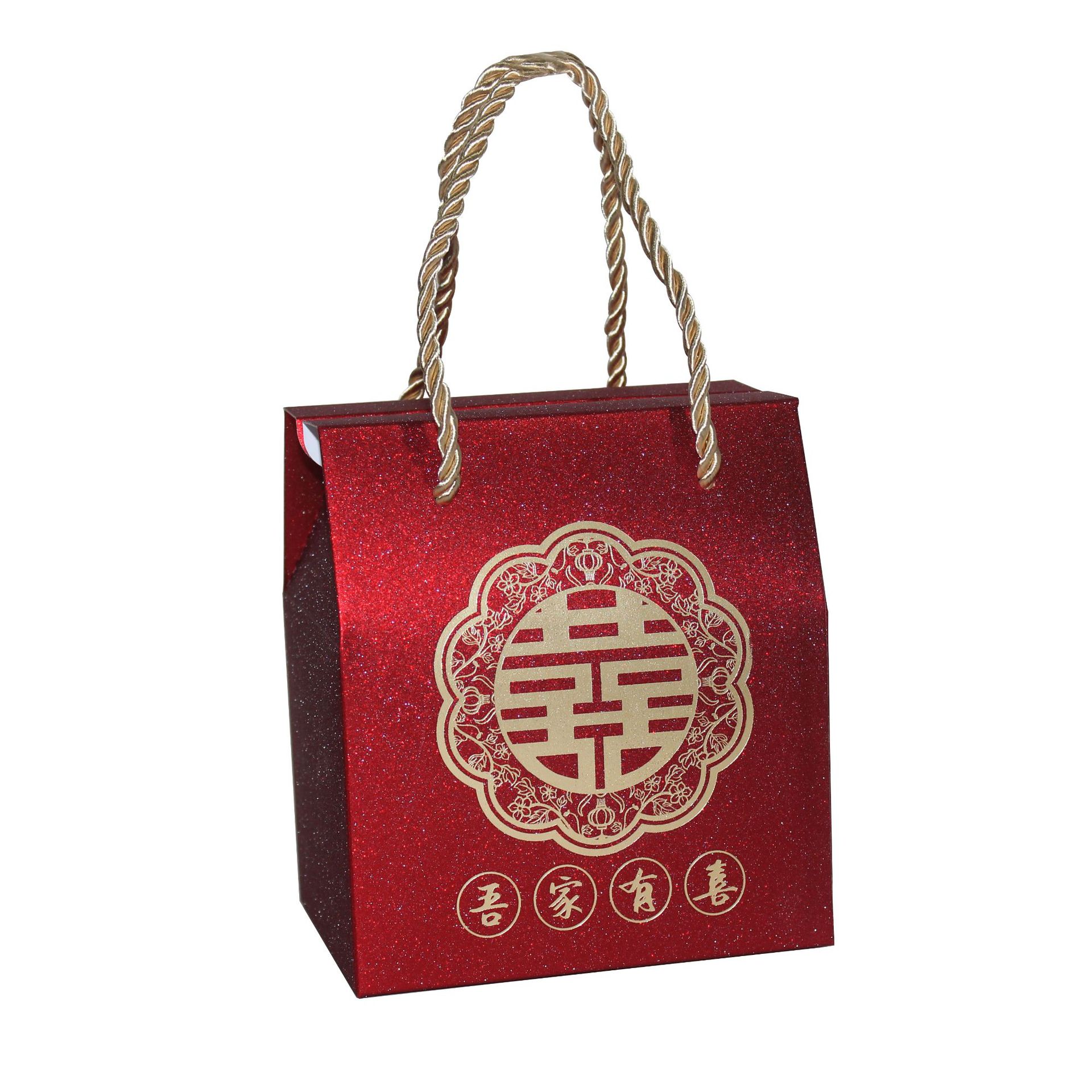 结婚喜糖盒新款传统中国风结婚喜糖礼盒磨砂烫金手拎礼盒中号