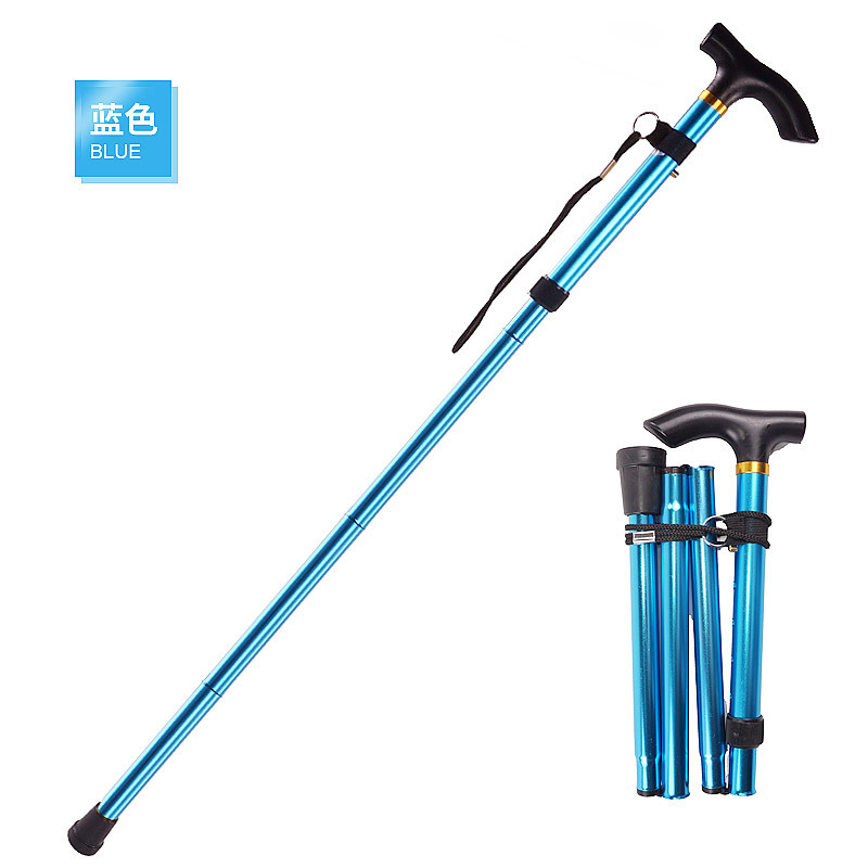 Cross-Border Hot Selling Outdoor Folding Alpenstock Five-Section Telescopic Walking Stick for the Elderly Travel Climbing Walking Stick Cane Wholesale