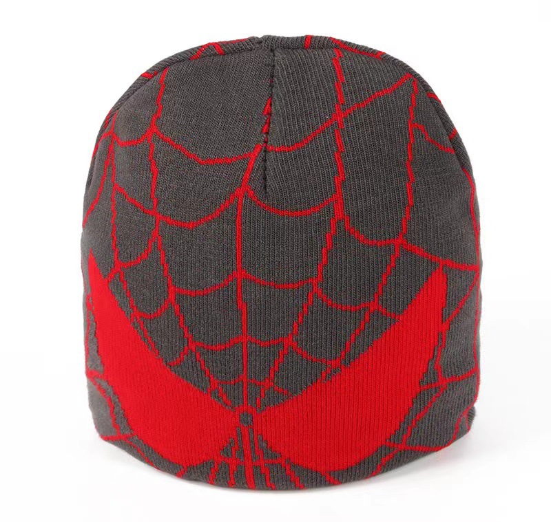 Best Seller in Europe and America Spider-Man Mesh Knitted Hat Man and Woman Cartoon Beanie Hat Warm Hat Winter Foreign Trade Pullover Hat
