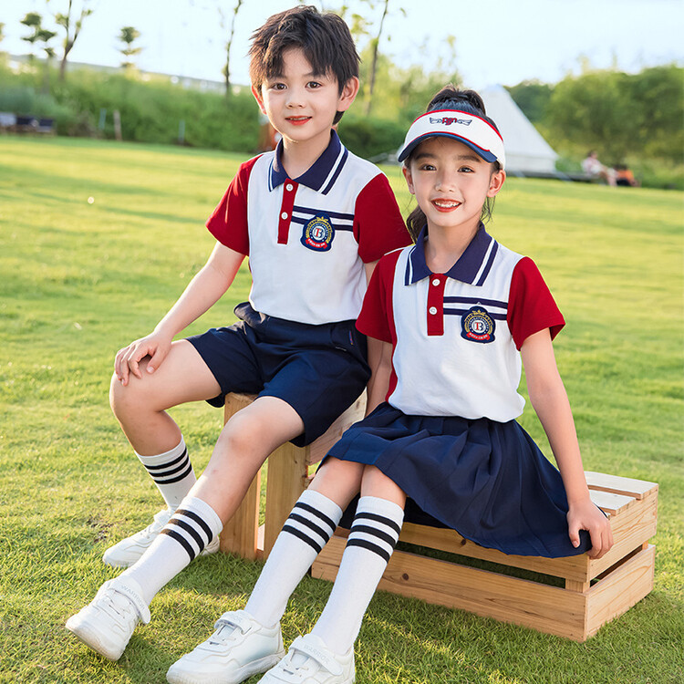 小学生校服夏季潮流套装班服运动短袖套装一年级儿童夏季幼儿园园