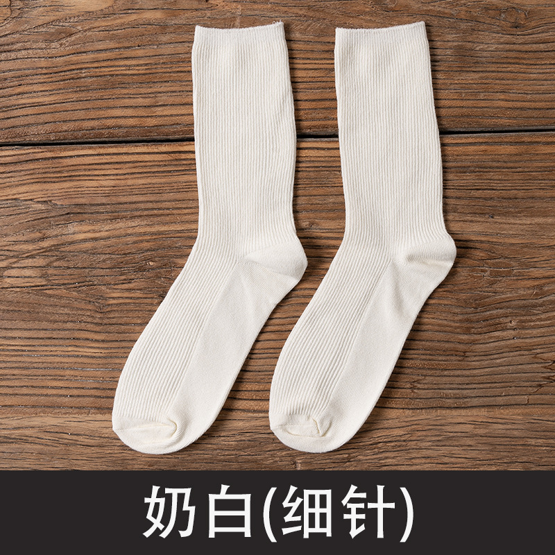 Socks Women's Mid Tube Stockings Cotton Spring and Autumn Ins Trendy Korean Japanese Style All-Matching Simple Long Socks Zhuji Factory Wholesale