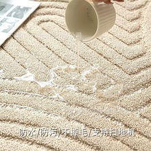 新西兰羊毛奶油风客厅地毯防水防污轻奢高级感免洗可擦硅藻丝沙发