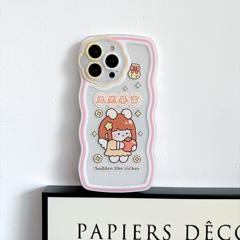 Suitable for Apple 13 Phone Case Iphone14pro Flower Hole Wave 12promax Cute 11 Cartoon X Set