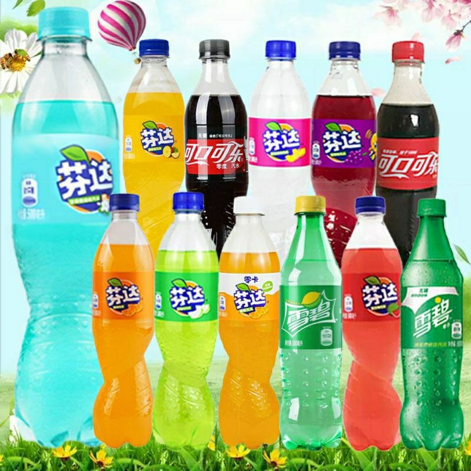 可口可乐零度芬达零卡雪碧无糖醒目500ml茉莉蜜桃味汽水碳酸饮料