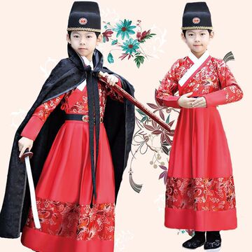 儿童飞鱼服古代衣服四大名铺古装演出服明制男童汉服红色锦衣卫冬