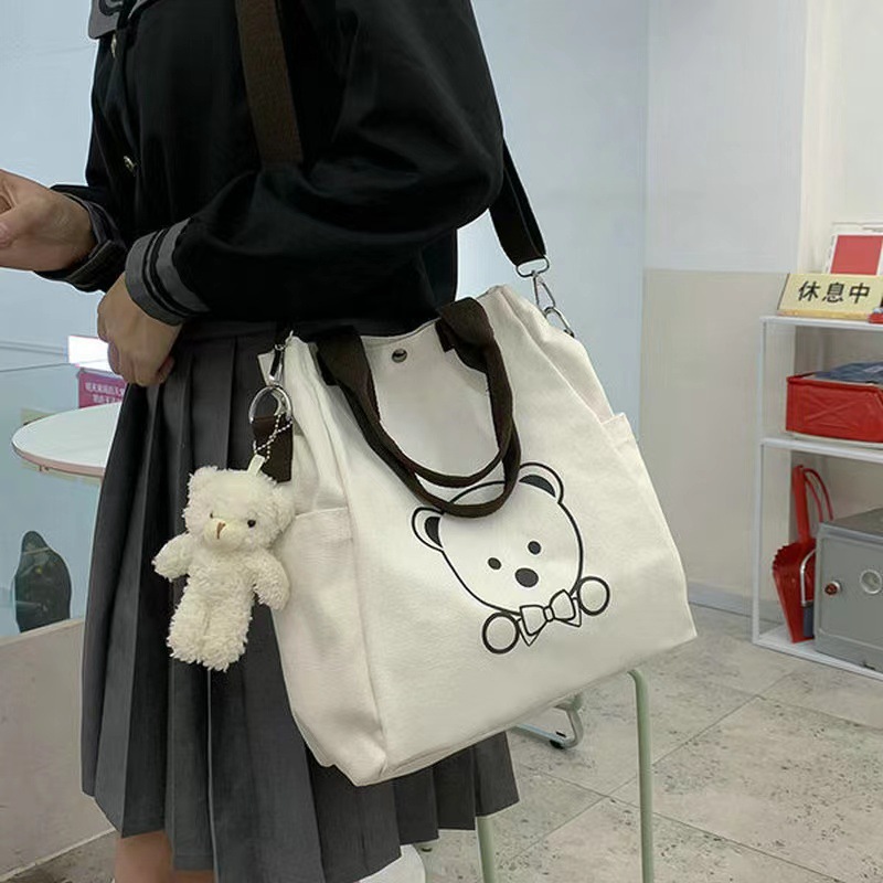 Canvas Bag 2022 Summer New Fashion Printed Shoulder Bag Large Capacity Primary and Secondary School Students Tuition Bag Handbag