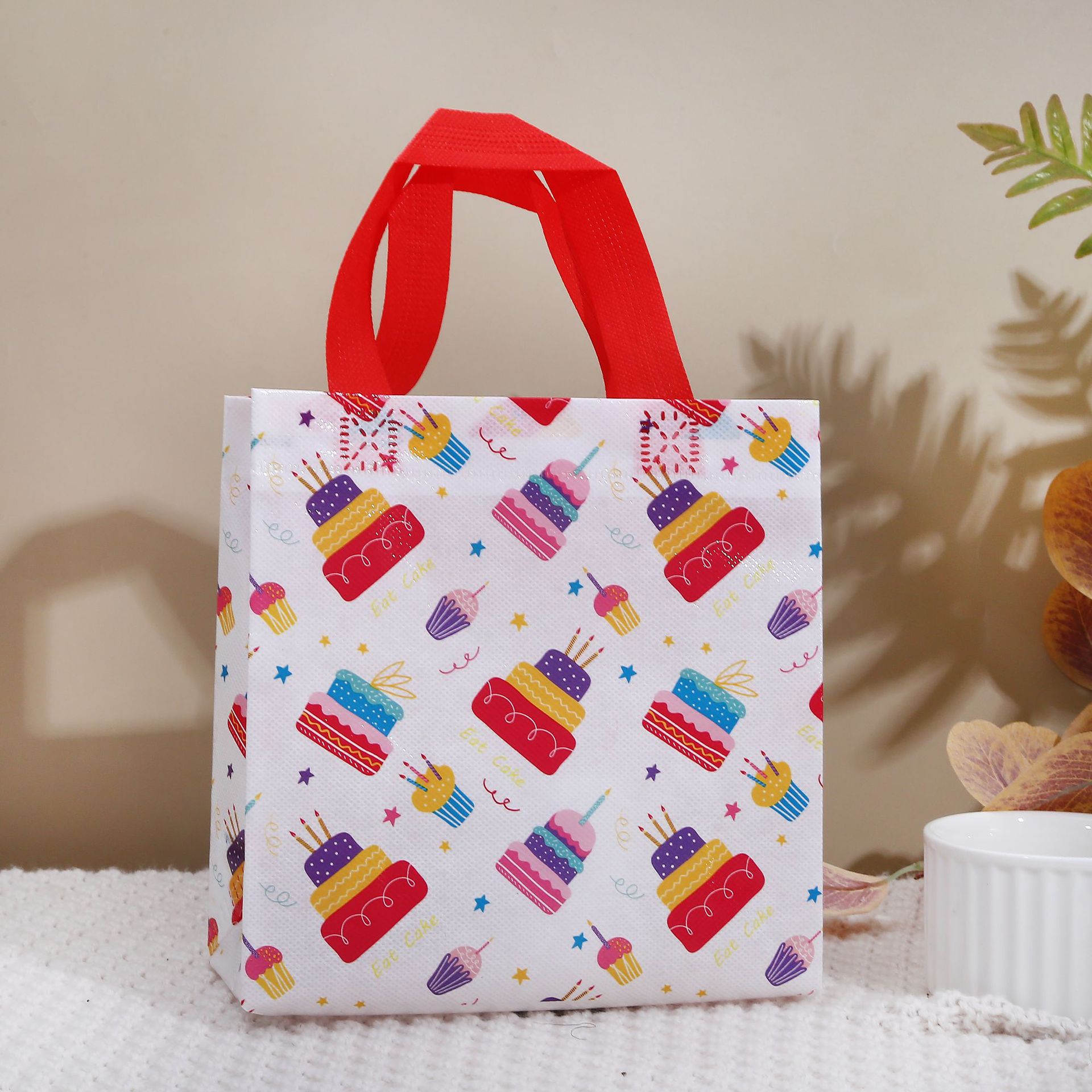 Gift Bag Children's Birthday Party Gift Packaging Bag Color Birthday Non-Woven Printed Text Tote Bag