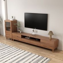 现代简约实木框电视机矮地柜新中式小户型卧室客厅胡桃木电视机柜