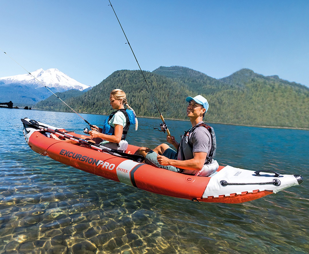 intex68309豪华旅行二人船组 充气船橡胶皮划艇冲锋舟