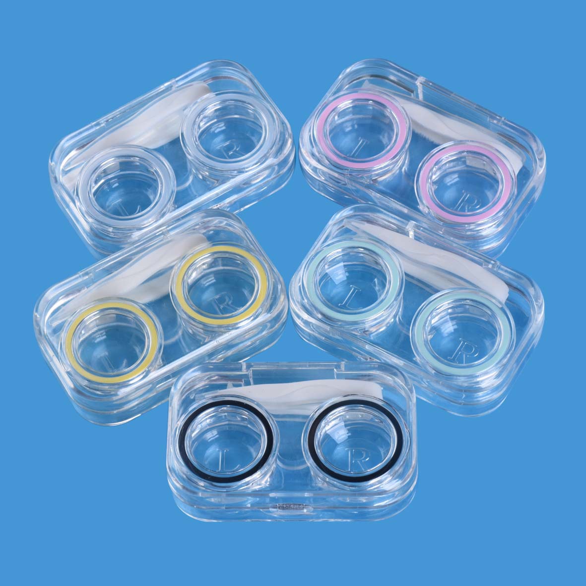 WL09无拧盖隐形彩色美瞳伴侣护理盒 透明翻盖 便携收纳隐形眼镜盒