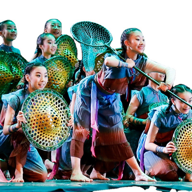 小荷风采我们的田野舞蹈表演服女童民族现代儿童斗笠道具演出服装