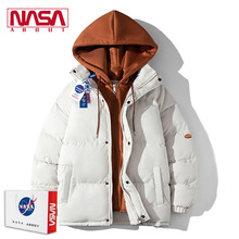 NASA ABOUT假两件羽绒棉服男冬季潮牌加厚保暖休闲宽松棉衣外套
