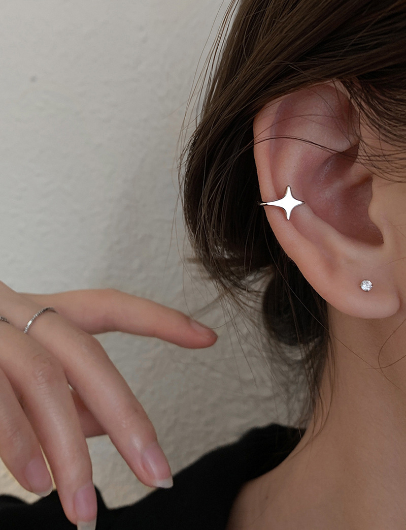 四角星芒酷女孩耳夹时尚个性酷潮文艺日韩版小巧星星无耳洞假耳钉
