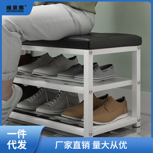 家用门口休息换鞋架简易多层储物鞋柜可坐铁艺软包多功能穿鞋凳子