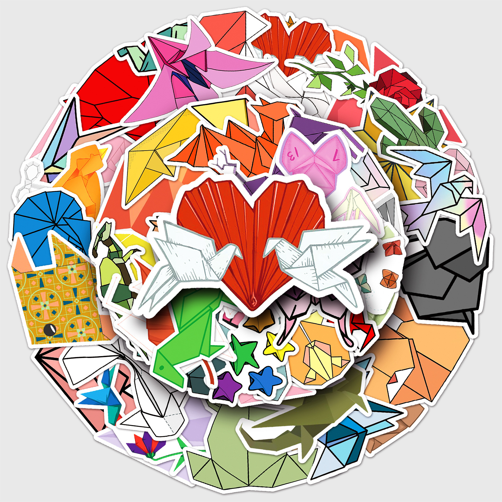 50张折纸涂鸦贴纸个性跨境卡通小清新创意装饰水杯手机行李箱贴纸