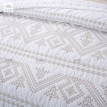 JZ48出口欧式全棉复古美式纯色白色绗缝被三件套床上用品夏凉被床