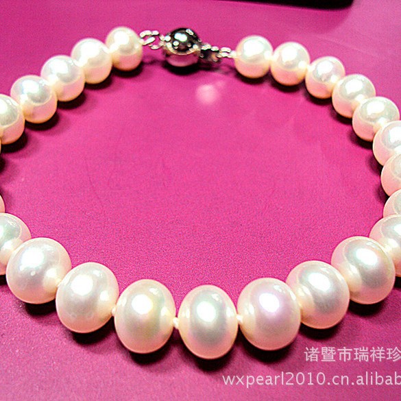 供应珍珠批发 A1AB 9-10mm基本无暇珍珠手链 饰品礼品 HFY-1985
