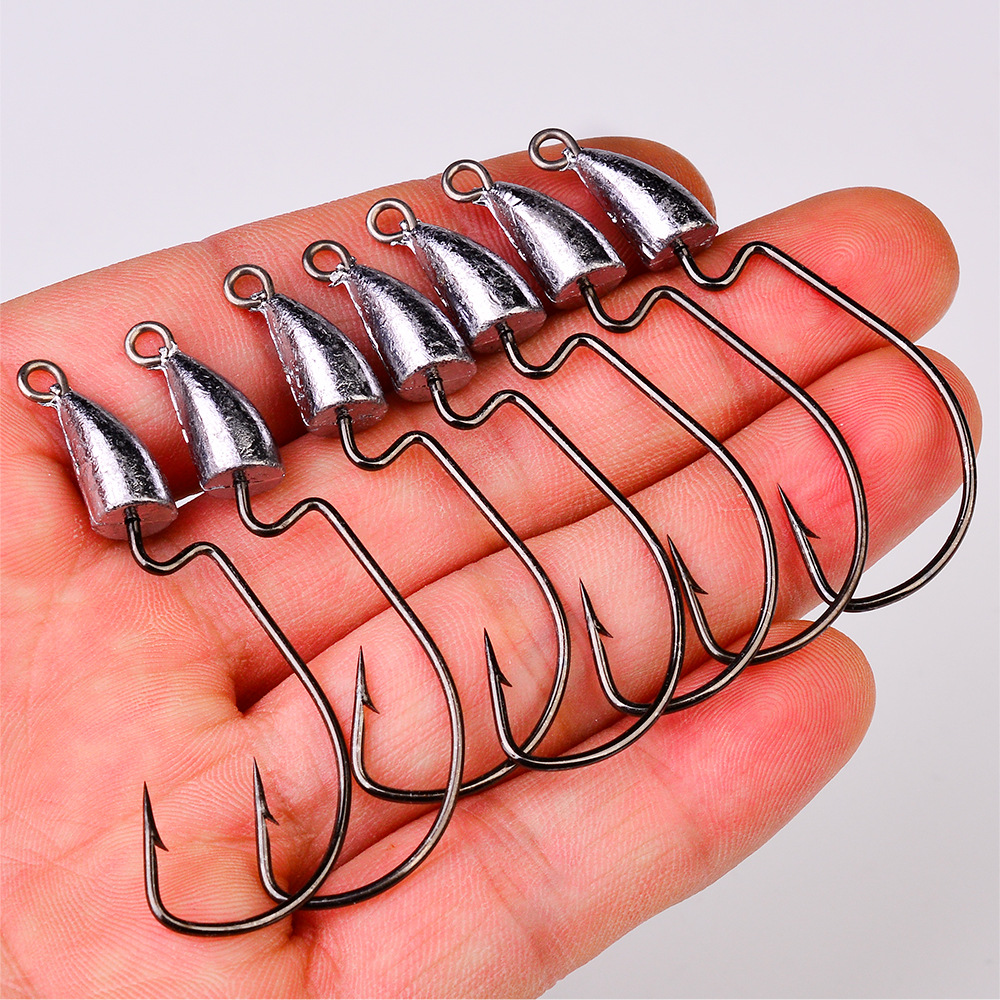 Root Fishing Hook Original Lead Crank Lead Head Hook 5G 7G 10G 14G Soft Worm Hook Barbed Luya Hook Fishing Gear Accessories