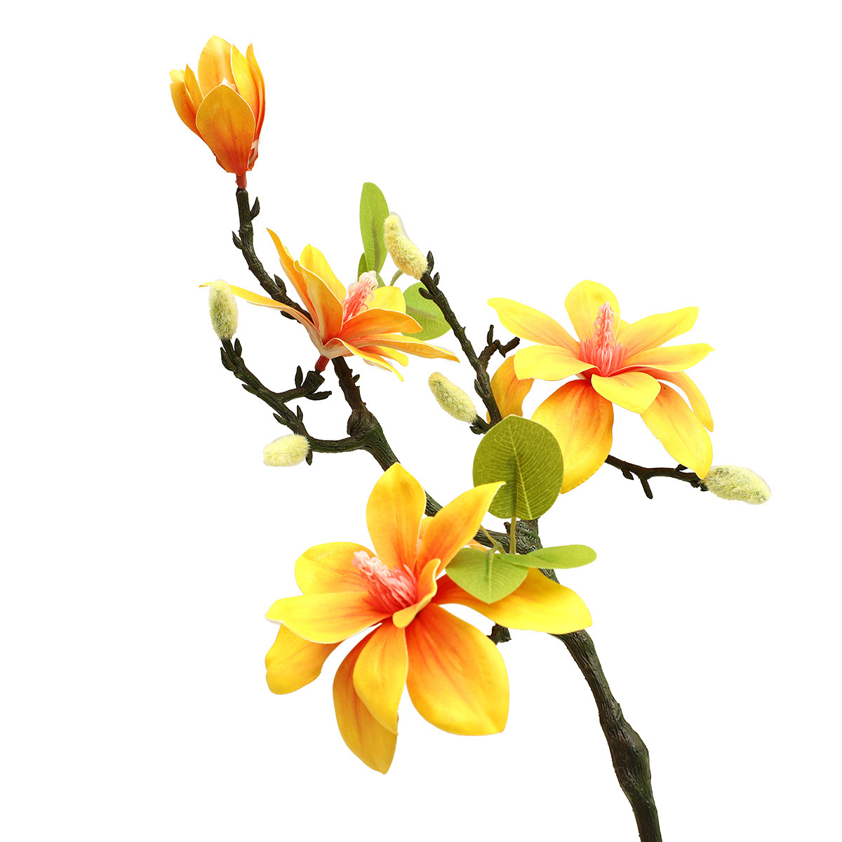 Simulation 4-Head Magnolia Hand-Feeling Film Orchid Home Decoration Chinese Household Hotel Front Desk Decorative Fake Flower