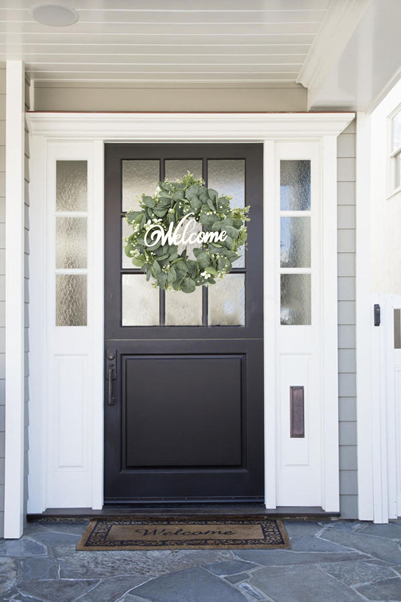 仿真花环门饰 春夏季清新森系尤加利叶金钱叶装饰壁挂件源头厂家