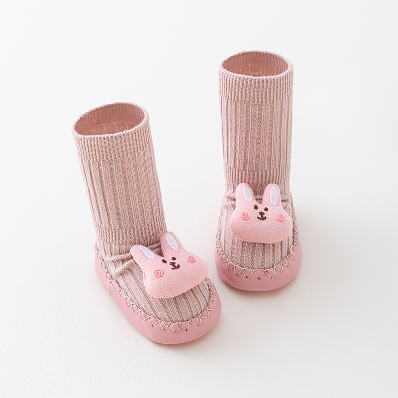 Baby Floor Shoes Socks Double Needle Doll Leather Bottom Socks Baby Toddler Indoor Antiskid Shoe Socks Class a Mid-Calf Spring and Summer