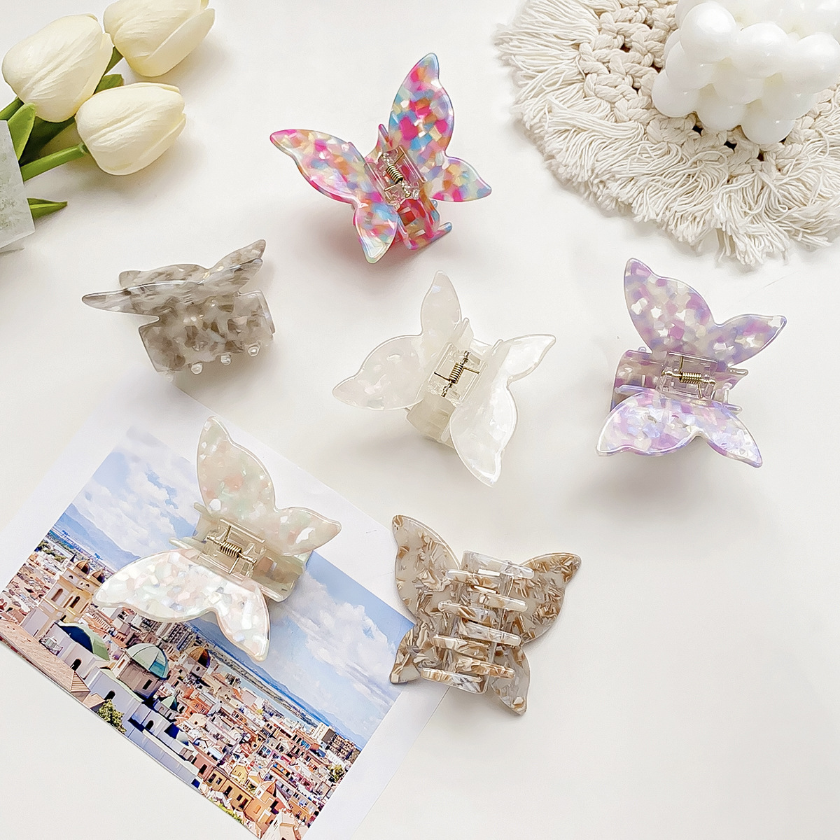 柏菲雅饰品韩国醋酸抓夹蝴蝶人鱼姬炫彩发夹少女发饰盘发夹 发抓