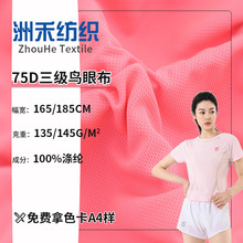 75D三级鸟眼布 全涤鸟眼网布 速干运动服篮球服T恤校服内衬面料