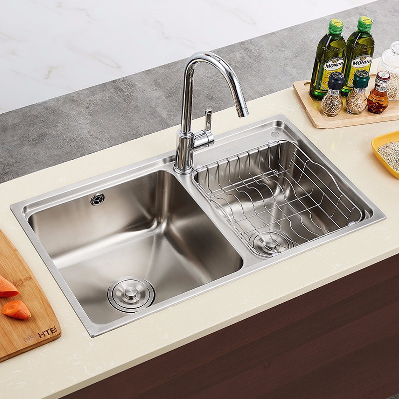 九牧304不锈钢拉丝水槽一体拉伸厨房家用洗碗池洗菜池菜盆大双槽