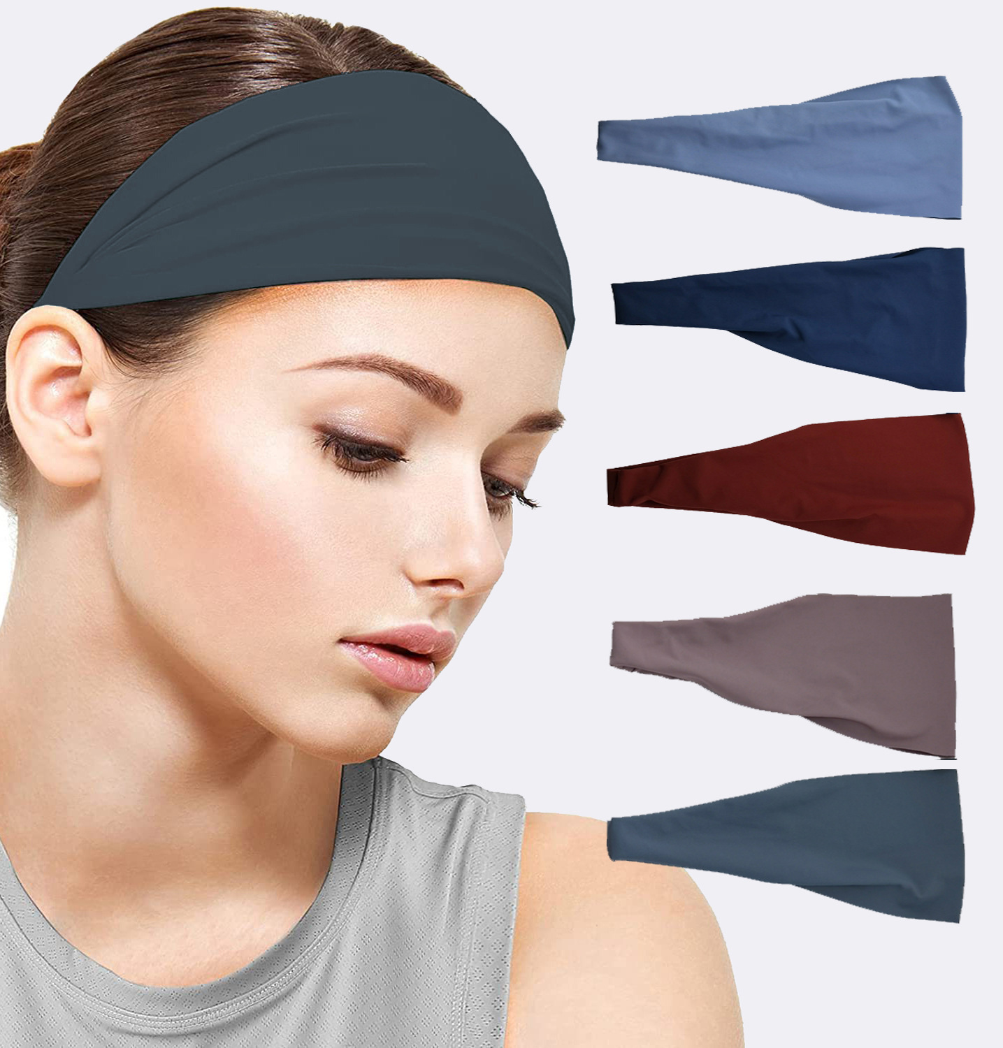 亚马逊新款弹力运动头带户外健身夏季冰丝头巾男止汗运