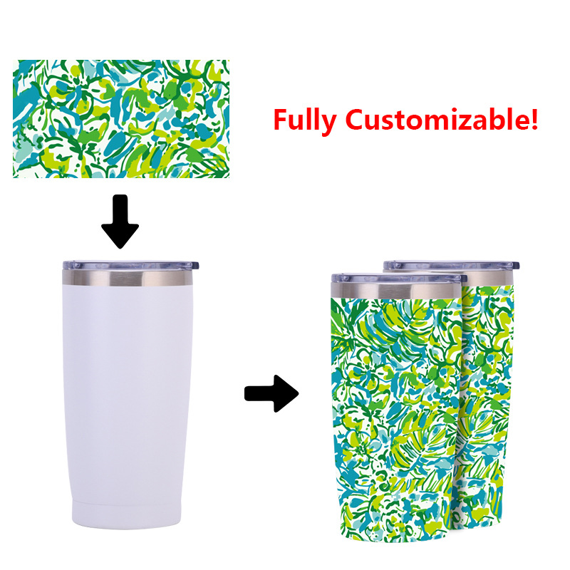 Customized Full Printing Sublimation 5D Stainless Steel Vacuum Cup DIY Pattern Straight Cup Portable Large Ice Cup 20Oz Cup