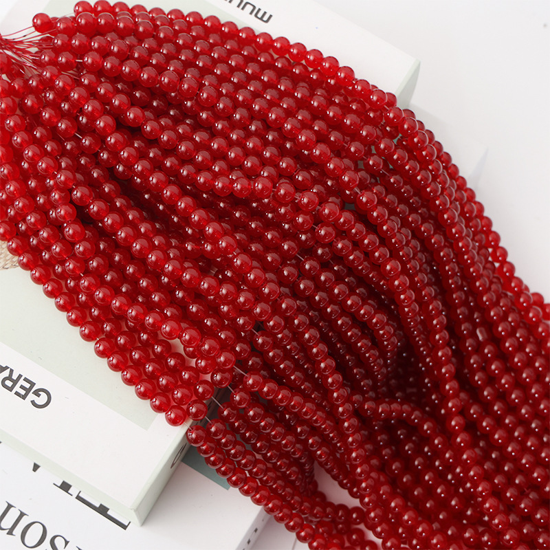 Factory Direct Sales 4-10mm Imitation Jade Paint Glass Beads Handmade DIY Bracelet Ornament String Beads Materials