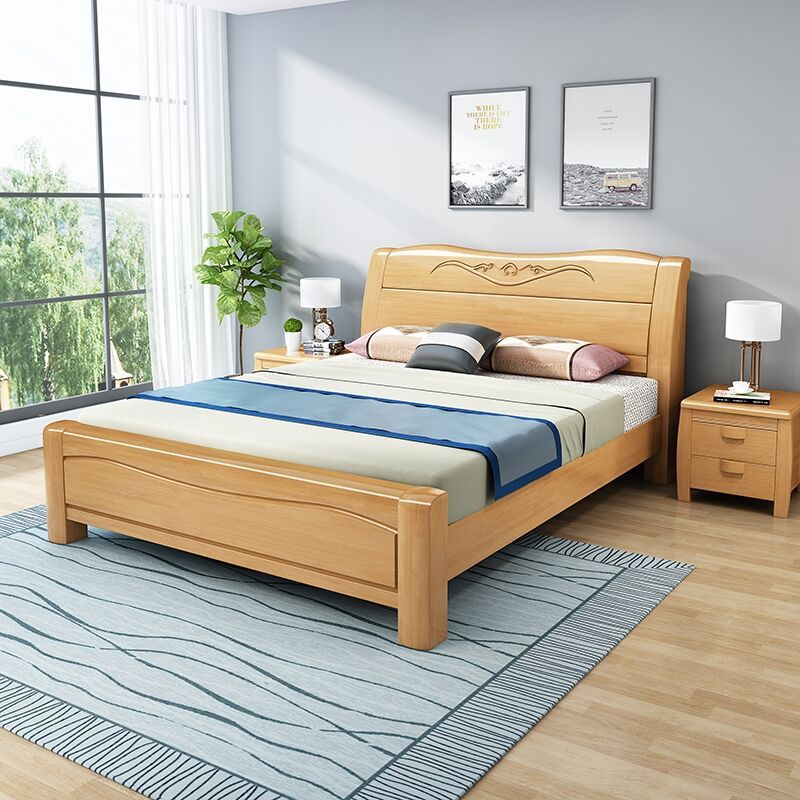 8橡木实木床简约1.8米中式床批发家具主卧木床宿舍宾馆