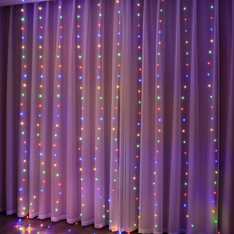 Wholesale 300led Copper Wire Curtain Light 3*3 M USB Eight Functions Remote Control Christmas Decoration Outdoor Waterproof Colored String Lights