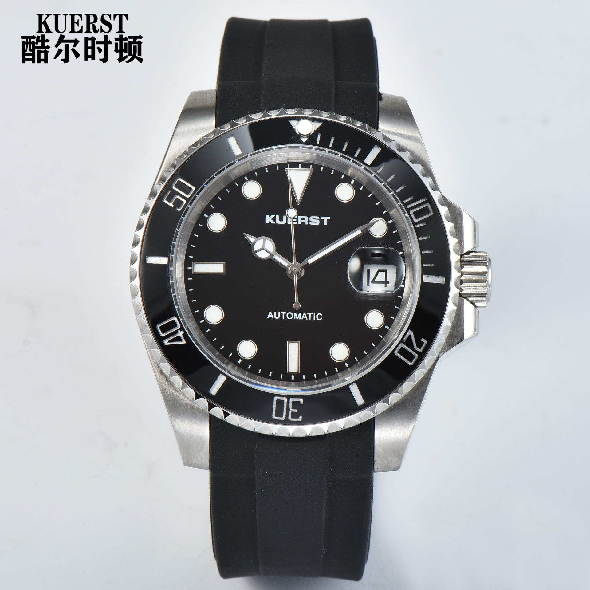 瑞士注册品牌kuerst酷尔时顿水鬼带夜光机械手表男士防水一件代发