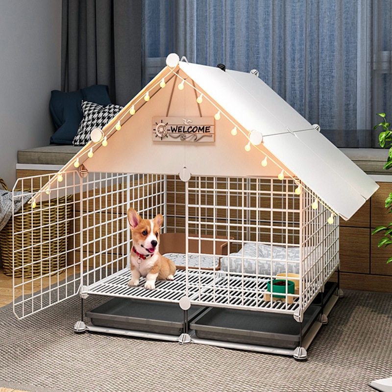 Cross-Border Dog Playpen Small and Medium-Sized Dogs Indoor Home Feces Separation Kennel Pet Poodle Dog Crate with Roof